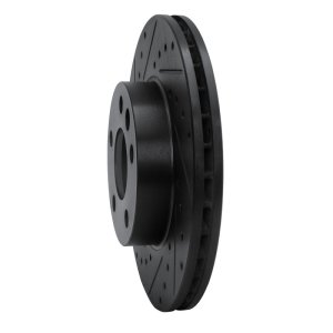 Volkswagen EuroVan Brake Rotor (1) - Front Left - R1 Concepts - Drilled & Slotted - Black - `96-`00